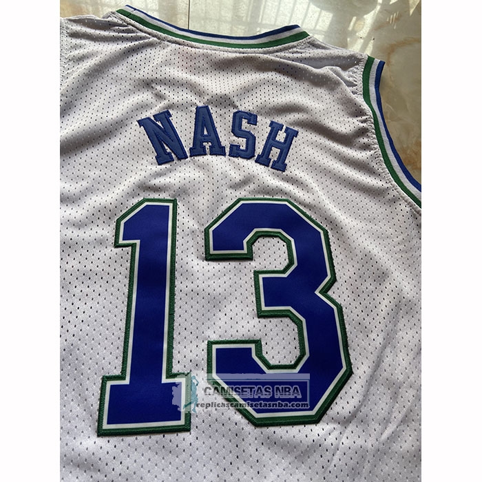 Camiseta Dallas Mavericks Steve Nash NO 13 Mitchell & Ness 1994-95 Blanco